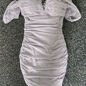 Windsor Purple Bodycon Mini Dress with Puff Sleeves